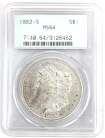 1882-S U.S. Morgan Silver Dollar PCGS MS 64