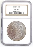 1883-O U.S. Morgan Silver Dollar NGC MS 65