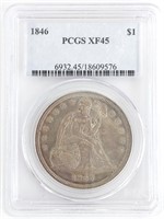 1846 U.S. Seated Liberty Silver Dollar PCGS XF 45