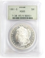 1881-S U.S. Morgan Silver Dollar PCGS MS 65