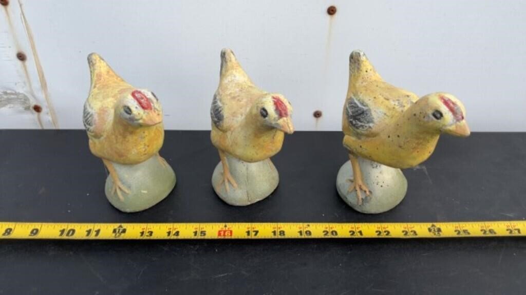 3 Concrete Chickens