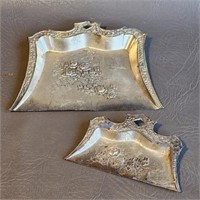 Butler Crumb Trays -Vintage Japan -White Metal