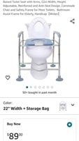 Raised Toilet Seat with Arms, 22in Width, Height
