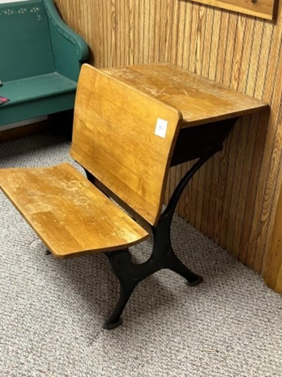 vintage wooden school desk