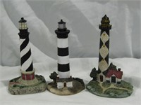 3 Lighthouse Figurines 6" T