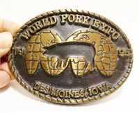 1995 World Pork Expo Iowa  Bronze Belt Buckle