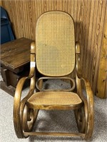 Vintage Bentwood Wicker Cane Wood Rocking Chair