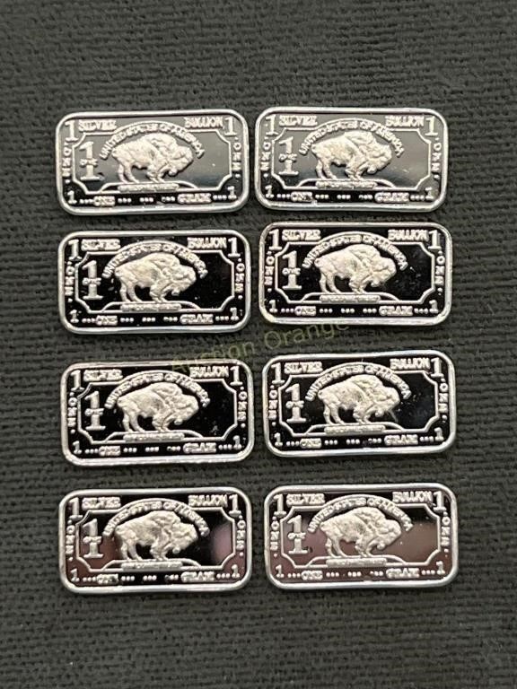 8x The Bid - 1 Gram .999 Silver Ingots Bars