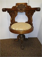 Antique Ship Chair, Cast Iron Base, 32" H
