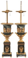 Pr. Marble & Bronze Urn Lamp Bases