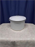 White Enamel Pot with Lid