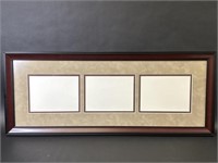 Three Photo Picture Frame Mahogany Colored Frame