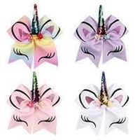 7inch Unicorn Cheer Bow for Girls, pack of 4