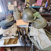 Army Fatigues, Boots, Duffle bags