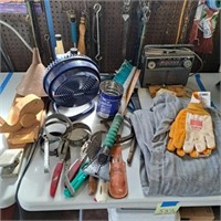 Coveralls, Oil Can Holders, Radio, Fan