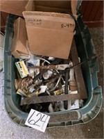 Tote of miscellaneous, plumbing and electrical
