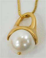 Vintage Anne Klein Large Faux Pearl Pendant