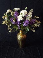 Vintage Gold Vase & Artificial Arrangement