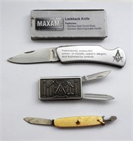 (3) FREEMASON MASONIC POCKET KNIFE LOT