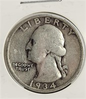 1934 Washington Silver Quarter US