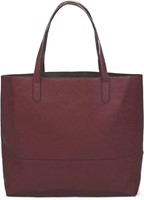 Large Vegan Leather Tote for Women, Deep Red