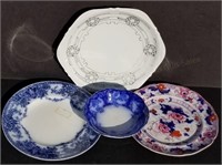 Flow Blue & Polychrome Antique Plates