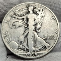 1938-D Walking Liberty Half Dollar XF45