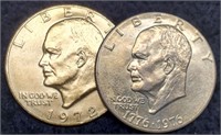 (2) Ike Dollars Gold Layered 1972, 1976