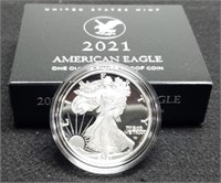 2021-S Proof Silver Eagle w/ Case & COA