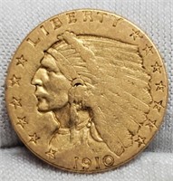 1910 $2 1/2 Gold Indian