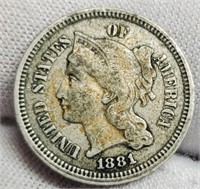 1881 Three Cent, Nickel