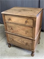 Three Drawer Wooden Night Stand