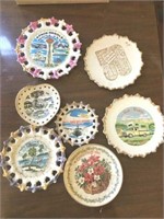 Vintage Milk Glass Travel Plates Souvenir