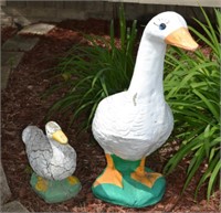 29" Concrete Yard Goose & Bonus Duck