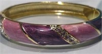 *Purple & Pink Enamel Hinged Bracelet
