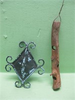 Metal Wall Hanger & Wood Bird Feeder