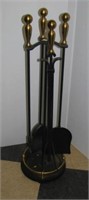 (4) Fireplace tool set with stand. Measures 30"