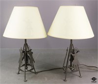 Pair of Western Metal Tripod Lamps