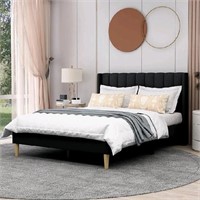 Like New AGARTT Upholstered Platform Bed Frame Ful