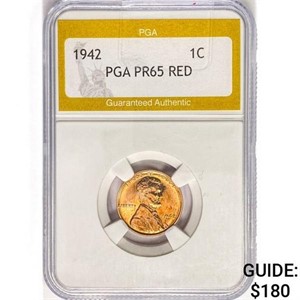 1942 Wheat Cent PGA PR65 RED