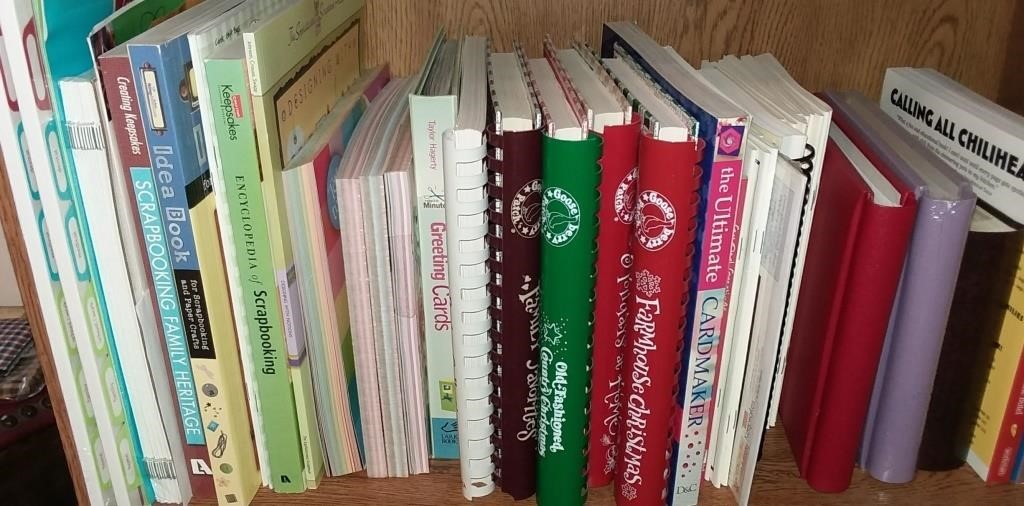Shelf Lot of Craft Scap Books and Cookbooks - As