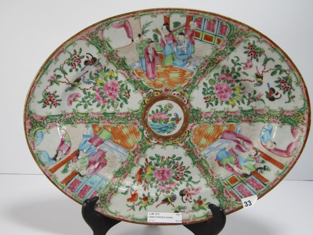 HAND PAINTED ASIAN CERAMIC PLATTER