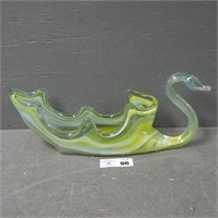 Hand Blown Art Glass Swan Dish