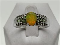 Rare Sterling Yellow Fire Opal Fine Ring
