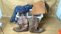 INSULATED BIBS, JACKET, BOOTS, LAUNDRY BASKET