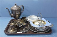 Tray Lot Of Assorted Silverplated Servingware