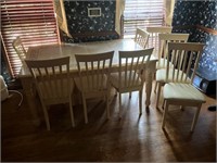 DINING TABLE & CHAIRS Table 66" X 40" X 31" as is