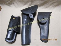 3 leather holsters stamped US: RIght & left hand