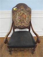 LARGE SIDE CHAIR NEEDLEPOINT BACK CIR 30'S