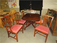 CHERRY DINING TABLE & 6 PADDED CHAIRS